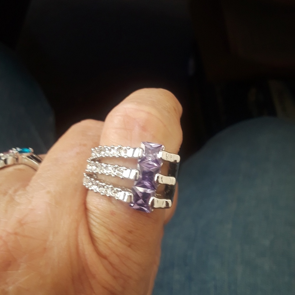 Fashion purple and silver ring size 6